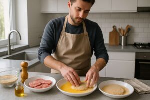 Panierujesz kotlety w pojedynkę? Sprawdź, jak działa metoda „na cztery ręce