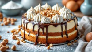 Ciasto orzeszek w czekoladzie z bezą