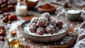 Kulki mocy bez cukru: daktyle, kakao i kokos – szybki deser bez pieczenia