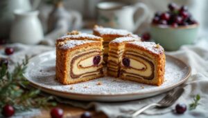 Miodownik z kremem z kaszy manny i porzeczką – przełamana słodycz, idealny do krojenia