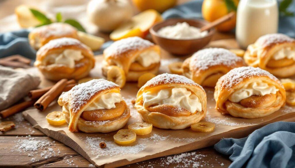 Drożdżówki z jabłkami i kremem waniliowym