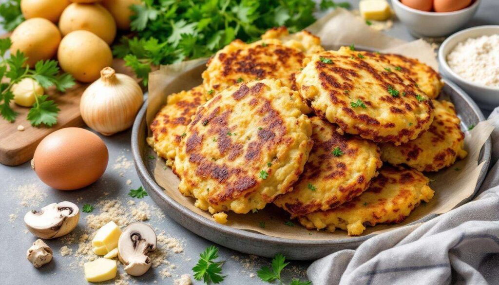 Kotlety ziemniaczane faszerowane pieczarkami - pomysł na wegetariański obiad
